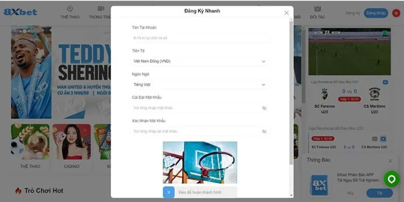 Cược thủ nhập thông tin cá nhân theo hướng dẫn 8xbet
